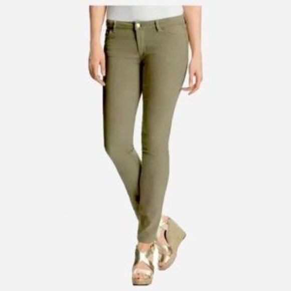 MK Michael Kors Olive Safari Khaki Green Jeans Sz 8 Mid rise skinny EUC - Picture 2 of 10